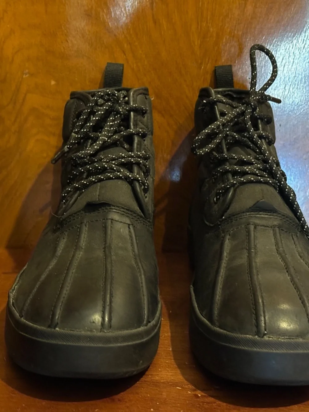 Barbour Black Leather Microfiber Shell Toe Rain Boots
